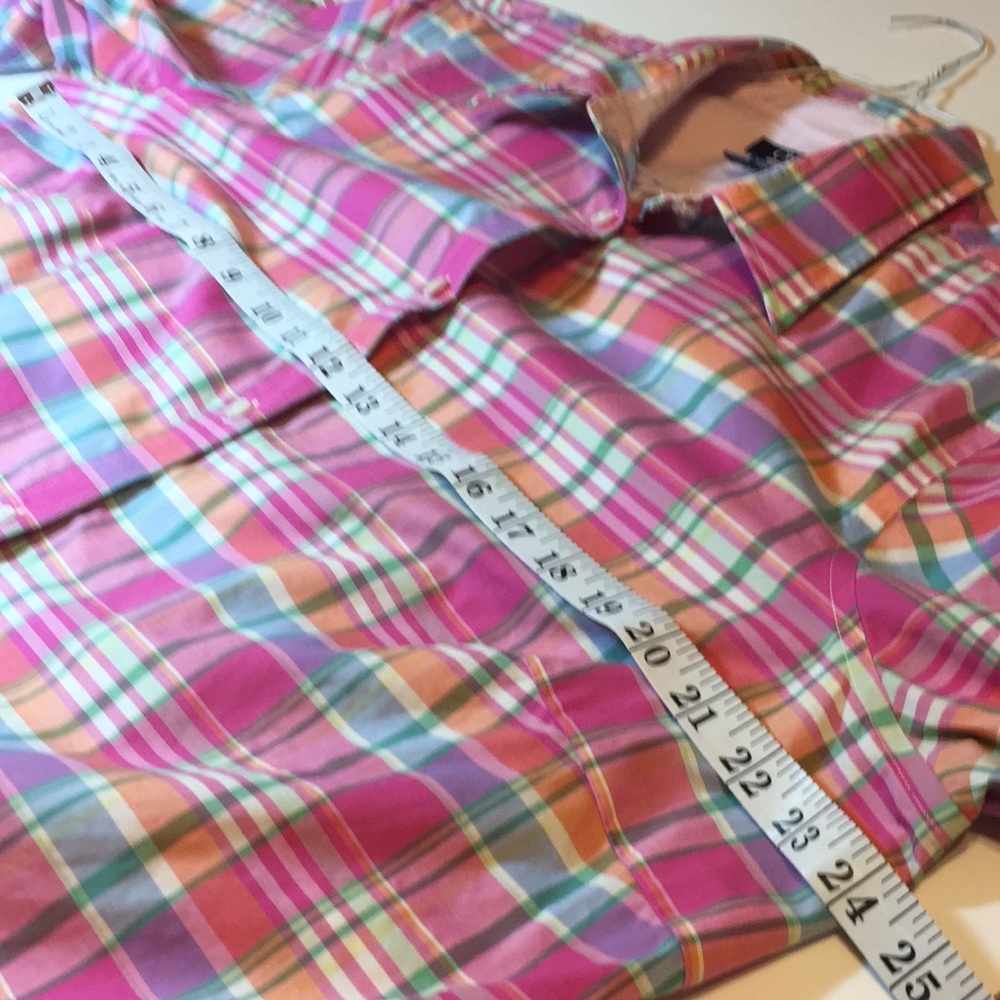 Chaps No-Iron Pink/Blue/White Plaid Button-Down Shirt - Picture 8 of 9